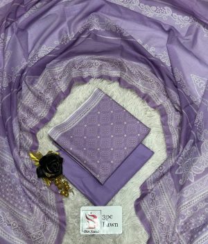 WhatsApp Image 2026-08-13 at 22.20.04 (1) Bin Saeed Soft Purple Chunri Print Unstitched Lawn 3 Piece Suit