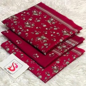 Zubair Fabrics New Arrivals Bin Saeed Magenta Floral Unstitched Lawn 3 Piece Suit